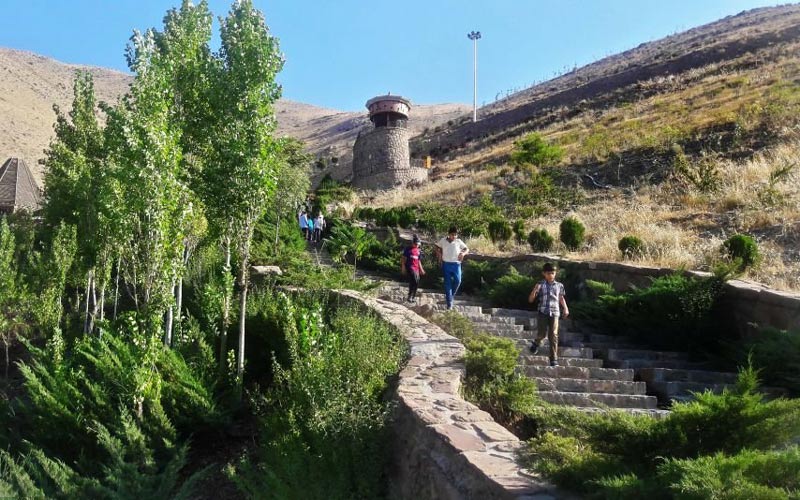 atmosphere of the waterfall park in Tehran