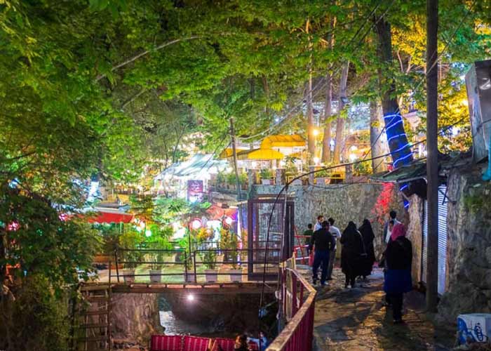 roads in mountain in Darband in Tehran at night - HotelOneClick