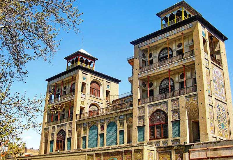 The First Tower of Iran in Golestan Palace , one of  7 amazing Historical Palaces and Mansions near the Espinas Persian Gulf Hotel Tehran