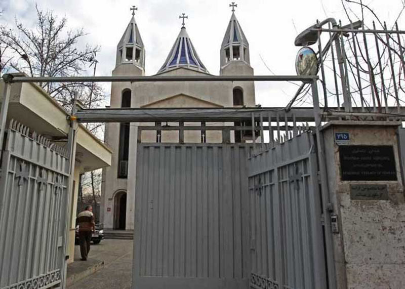 Entrance door of  Saint Sarkis Cathedral form Karim Khan street in Tehran - HotelOneClick