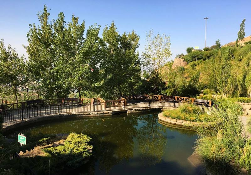 artificial lake in Waterfall park in Tehran